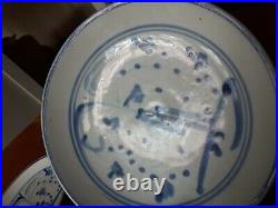 Lot of 3 Antique Chinese Blue White Plates/ Shallow Bowl. 6.25 D