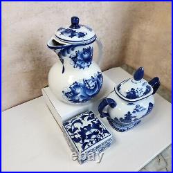 Lot of 3 Vintage Blue Willow Items Pitcher Sugar Bowl Trinket Box