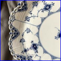 Lovely Royal Copenhagen Blue Fluted Full Lace Serving Dish with Basketweave Shape
