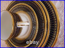 MUIRFIELD New York GOTHIC COBALT Single ONE 5pc Dinner Place SET Gold & Blue