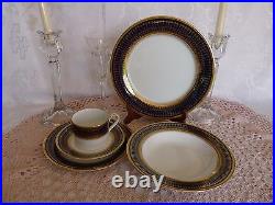 MUIRFIELD New York GOTHIC COBALT Single ONE 5pc Dinner Place SET Gold & Blue