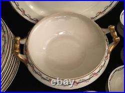 M Redon Limoges White with Rose, Blue & Gold Rim Service Pick What You Like
