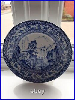 Marked Japanese Blue & White Porcelain Plate