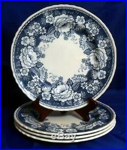 Mason's Ironstone Blue & White Crabtree & Evelyn London 4 Dinner Plates 10-1/2
