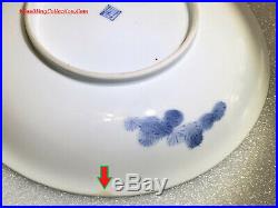 Meiji Japanese Signed Hirado Blue & White Porcelain Carps Plate Arita Imari