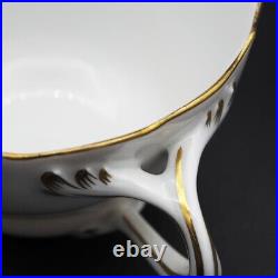 Meissen Flowers Blue Bandwinde Cup Saucer Plate Hand Painted Porcelain Gold