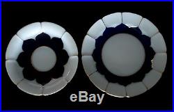 Meissen Set Of Saucer And Dessert Plates (two) Cobalt Blue, White And Gold Euc