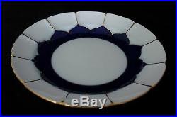 Meissen Set Of Saucer And Dessert Plates (two) Cobalt Blue, White And Gold Euc