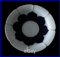 Meissen Set Of Saucer And Dessert Plates (two) Cobalt Blue, White And Gold Euc