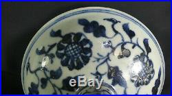 Ming Dyn. Blue & White Footed Fruit Plate! Wedding Gift with Mandarin Ducks