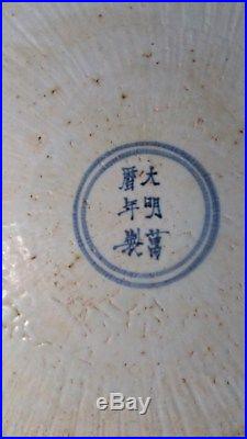 Ming Dynasty Style Wanli Mark Blue & White Birds Drawing Big Plate 43cm