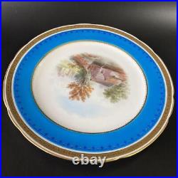 Minton #1 Turquoise Blue Landscape Decoration Plate Enamel Cloisonne Gold
