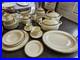 Minton Dinner Service Set for 11. Plus Tea Set. White Bone China. Gold And Blue