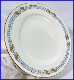 Minton Tiffany Raised Encrusted Gold Leaf Turquoise Laurel DINNER Plate England