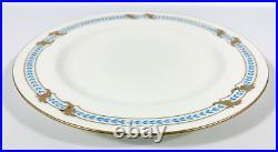 Minton Tiffany Raised Encrusted Gold Leaf Turquoise Laurel DINNER Plate England