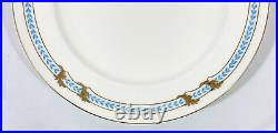 Minton Tiffany Raised Encrusted Gold Leaf Turquoise Laurel DINNER Plate England