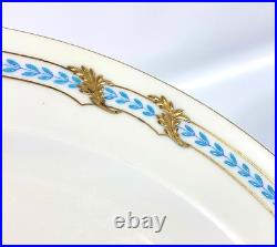 Minton Tiffany Raised Encrusted Gold Leaf Turquoise Laurel DINNER Plate England