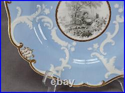 Minton Transfer Watteau Scene Blue White & Gold Oxford Embossed 9 Inch Plate