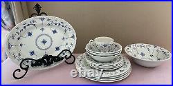 Myott Finlandia Staffordshire England Blue/White 17 Pcs Plates Platter Bowls++