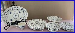 Myott Finlandia Staffordshire England Blue/White 17 Pcs Plates Platter Bowls++