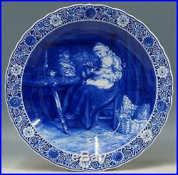 @ NEAR PERFECT @ Porceleyne Fles handpainted blue & white Delft charger Blommers