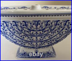 NIB Spode Judaica Blue Room Collection Menorah Porcelain 6X10