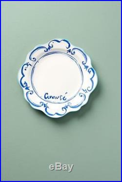 New Anthropologie Hilde Phrase French Blue White Dinner 8 pc Set Plate Bowl Mug