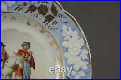 New Hall Pattern 2229 Hand Painted Scene Blue White Sprigged & Gold Plate