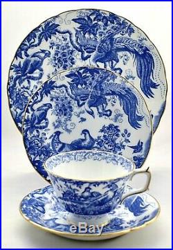 New Royal Crown Derby Blue Aves A1309 Blue & White 4 Piece Teacup/saucer/plates