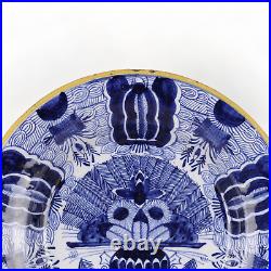 Nice Dutch Delft Blue plate, peacock, 18th ct, marked de Porceleyne Claeuw