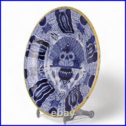 Nice Dutch Delft Blue plate, peacock, 18th ct, marked de Porceleyne Claeuw