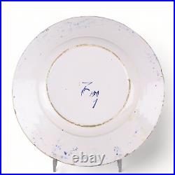 Nice Dutch Delft Blue plate, peacock, 18th ct, marked de Porceleyne Claeuw