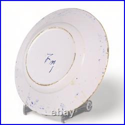 Nice Dutch Delft Blue plate, peacock, 18th ct, marked de Porceleyne Claeuw