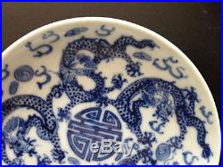 Nice and Rare Chinese Antique 18/19 Century Blue and White Plate Signed