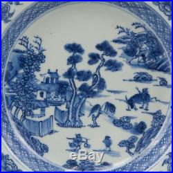 Nice deep Chinese Blue & White plate, figures in a landscape, 18th ct