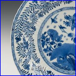 Nice large Chinese Blue & White porcelain dish, Kangxi, ca. 1700. Marked