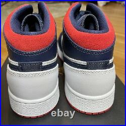 Nike Air Jordan 1 Mid SE GS USA Olympic White Blue Red BQ6931-104 Size 5.5y