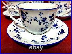 Noritake 8133 Elegance In Blue 12 Piece Lot Of 6 Each Coffee Cups & Saucers