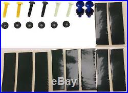 Number Plate Fixing Kit Nut & Bolt Yellow White Black Blue X12 & 20 Sticky Pads