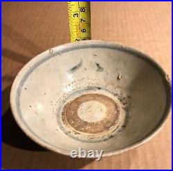 OLD BLUE & WHITE SHIPWRECK MING BOWL 5.25 IN. DIAM. 2IN. HIGH Ancient POTTERY