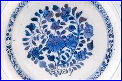 OLD Chinese Blue & White Plate Peony Flower Porcelain Qing Kangxi (1662-1722)