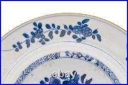 OLD Chinese Blue & White Plate Peony Flower Porcelain Qing Kangxi (1662-1722)