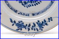 OLD Chinese Blue & White Plate Peony Flower Porcelain Qing Kangxi (1662-1722)