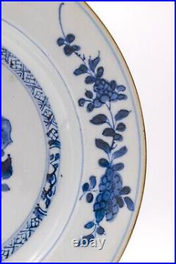 OLD Chinese Blue & White Plate Peony Flower Porcelain Qing Kangxi (1662-1722)