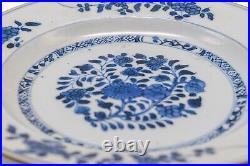 OLD Chinese Blue & White Plate Peony Flower Porcelain Qing Kangxi (1662-1722)