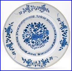 OLD Chinese Blue & White Plate Peony Flower Porcelain Qing Kangxi (1662-1722)