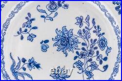 OLD Chinese Blue & White Plate Peony Flower Porcelain Qing Qianlong (1736-1795)