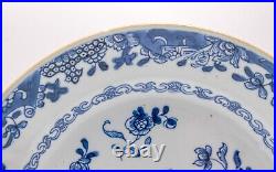 OLD Chinese Blue & White Plate Peony Flower Porcelain Qing Qianlong (1736-1795)