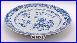 OLD Chinese Blue & White Plate Peony Flower Porcelain Qing Qianlong (1736-1795)