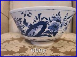 OUD WILLIAMSBURG LARGE DELFT PUNCH BOWL C 44 Blue and White Made in Holland